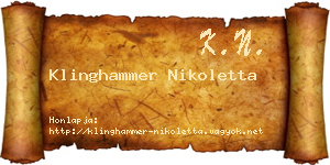Klinghammer Nikoletta névjegykártya